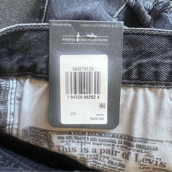 Levi’s 501 Original Fit High Rise Distressed Cutoff Black Denim Shorts - Picture 12 of 14